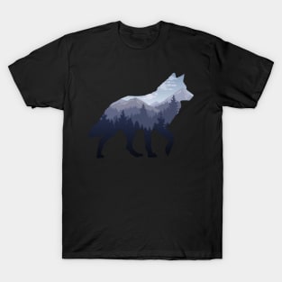 Lone Wolf Survives The Mountain Silhouette Art T-Shirt